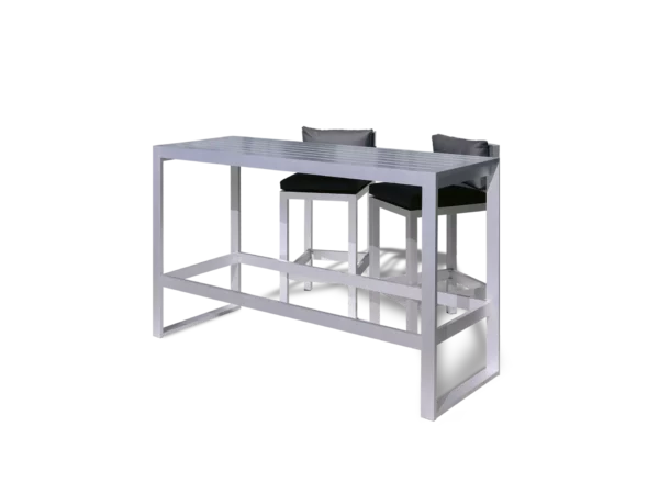 barra desayunador oregon sillones abugar minimalista y elegante comodo y sofisticado de aluminio con dos banquetas elegantes linea exterior