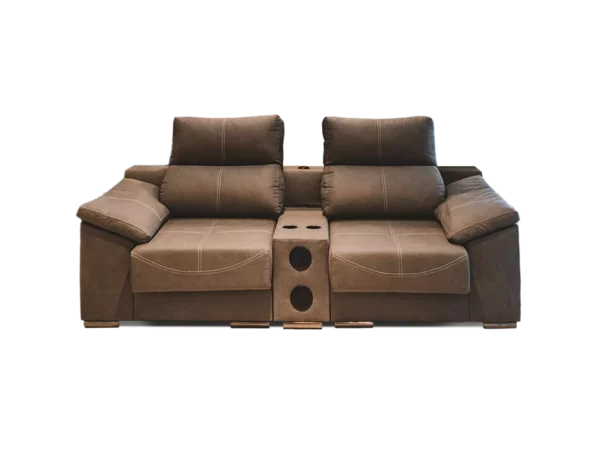 sofa galaxy 2 modulos 2 cuerpos abugar con asientos extensibles y apoya cabezas de 5 posiciones con parlantes bluetooth
