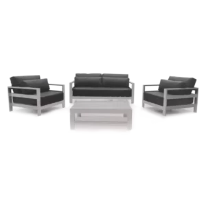 combo maldivas sillones abugar 2 sillones individuales sofa de 3 cuerpos y mesa ratona maldivas en combo minimalista y elegante de aluminio linea exterior