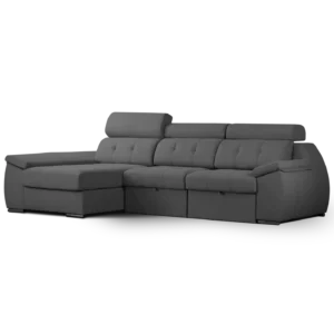 sofa olympo 3 modulos con chaise longue abugar con asientos extensibles y apoya cabezas de 7 posiciones con luces led personalizables y parlantes bluetooth