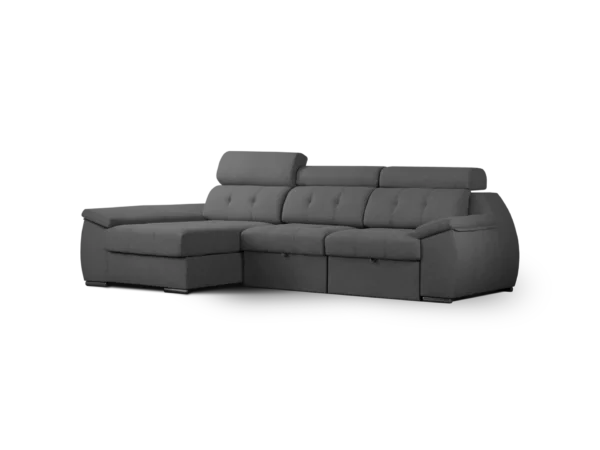 sofa olympo 3 modulos con chaise longue abugar con asientos extensibles y apoya cabezas de 7 posiciones con luces led personalizables y parlantes bluetooth