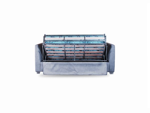sofa marite azul vista de frente con mecanismo externo abierto sofa sillon cama de 2 plazas