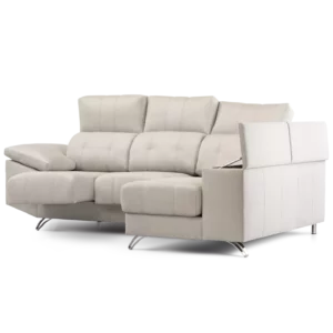 sofa victoriano 2 cuerpos 3 modulos con chaise longue con asientos extensibles con apoya cabeza de 5 posiciones y baulera