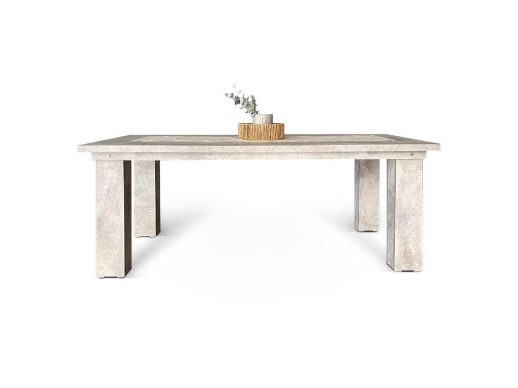 mesa venecia moderna y elegante con 4 patas vista de frente abugar sillones