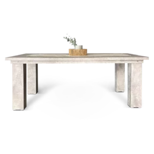 mesa venecia moderna y elegante con 4 patas vista de frente abugar sillones