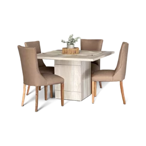 comedor kaly con 4 sillas mesa cerrada vista de tres cuartos abugar para 4 a 8 personas