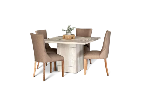 comedor kaly con 4 sillas mesa cerrada vista de tres cuartos abugar para 4 a 8 personas
