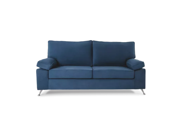 sofa italiano abugar visto de frente azul tela pana