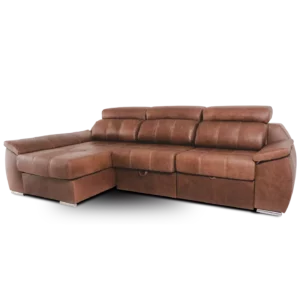 sofa olympo 3 modulos con chaise longe categoria lusso cuero lujo chocolate