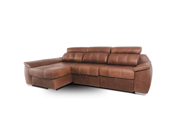 sofa olympo 3 modulos con chaise longe categoria lusso cuero lujo chocolate