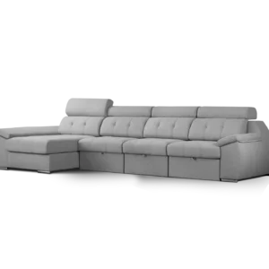 sofa olympo 4 modulos con chaise longue abugar con asientos extensibles y apoya cabezas de 7 posiciones con luces led personalizables y parlantes bluetooth