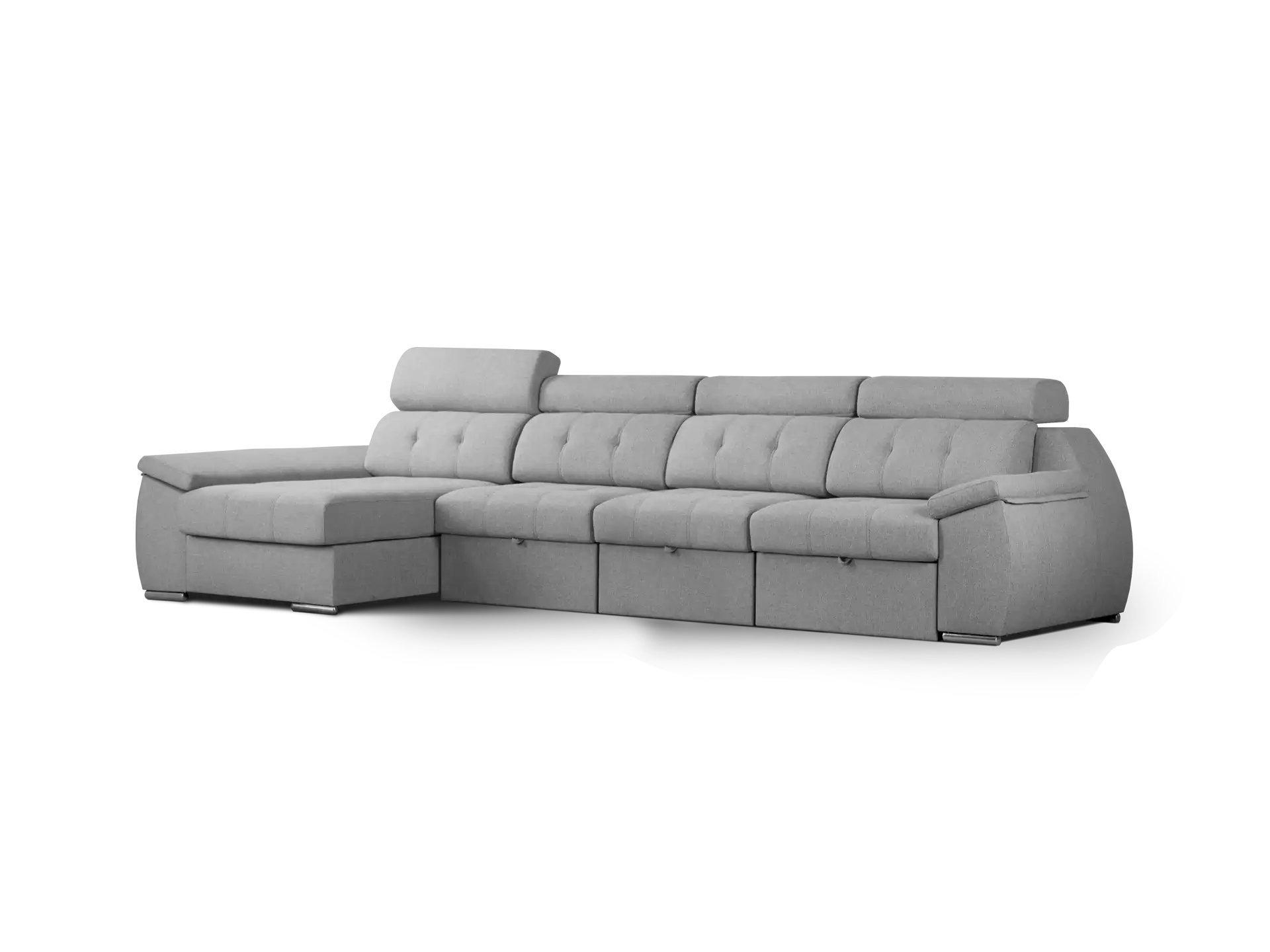 sofa olympo 4 modulos con chaise longue abugar con asientos extensibles y apoya cabezas de 7 posiciones con luces led personalizables y parlantes bluetooth