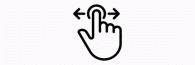 icono de swipe animado donde ejemplifica que si mantienes y mueves hacia la derecha o izquierda pasas a la imagen siguiente o anterior
